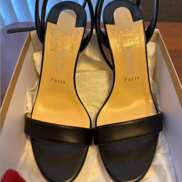 Christian Louboutin Loubi Girl 85mm Sandals | Black Leather | Size 39 - Picture 1 of 14
